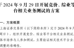 上交所将于9月29日开展相关业务测试，测试大量订单集中申报等场景